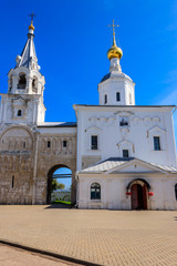 Remaining part of the Prince's palace of Andrey Bogolyubsky – the so-called Staircase Tower and Church of the Nativity of the Holy Virgin in Bogolyubovo convent in Vladimir oblast, Russia