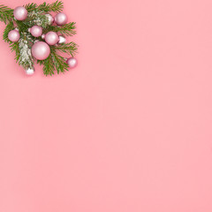 Obraz premium Pink Christmas ornament decoration pine tree branches
