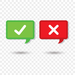 Check box list icons true and false set, green and red isolated on transparent background.