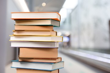 Stack of books isolated on white background