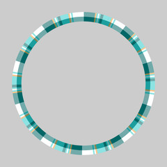 Naklejka premium Round frame vector vintage pattern design template. Circle border designs plaid fabric texture. Scottish tartan background for collage art, gif card, handmade crafts.