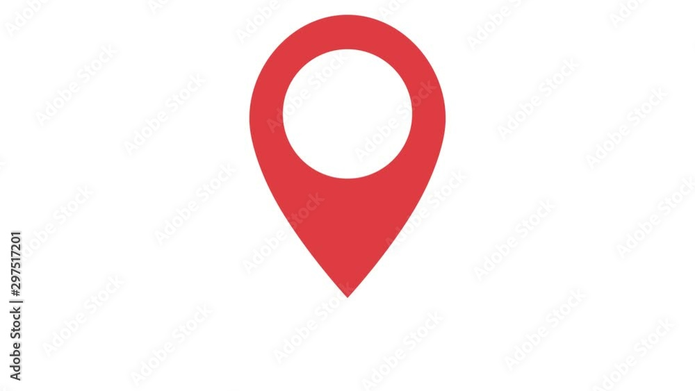 Poster red map marker icon. loop animation on white background. 4k resolution.