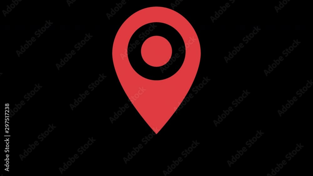 Poster red map marker icon. looped animation with alpha channel. 4k resolution.