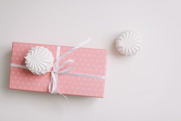 Birthday, wedding and girly concept. Pink gift box with bow on white background, girl present and glamour fashion gift. 