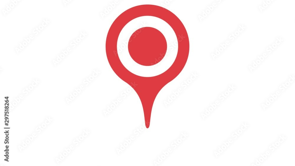 Poster red map marker icon. loop animation on white background. 4k resolution.
