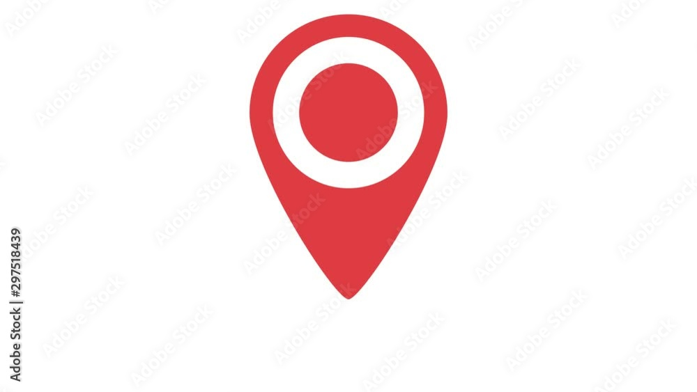 Poster red map marker icon. loop animation on white background. 4k resolution.