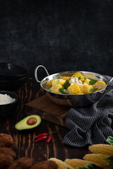 Chicken soup with potato and corn