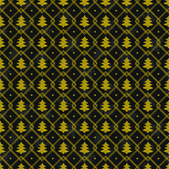 Vector seamless Christmas pattern with christmas trees; geometric Christmas design for greeting card, gift box, wallpaper, fabric, textile, web design.