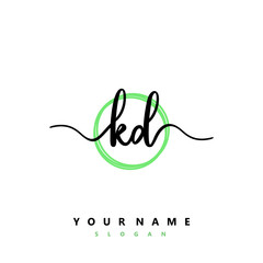 KD Initial handwriting logo vector