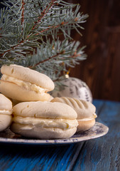 Traditional american Christmas cookies biscuits Melting Moments. Christmas New Year ornament decorations.