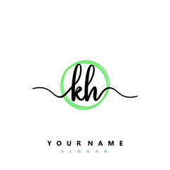 KH Initial handwriting logo vector