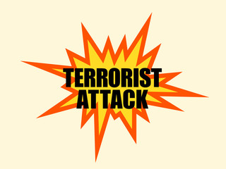 Terrorist attack - dangerous bomb is exploding. Terrorism and usage of exlosive blast for kinng, aggression, violence and terror. Vector illustration