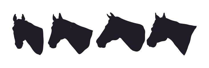 Horse portrait vector illustration, silhouette drawing