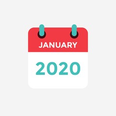 Flat icon calendar January 2020. Vector illustration.