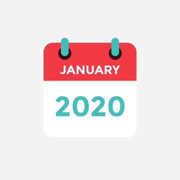 Flat Icon Calendar January 2020. Vector Illustration.