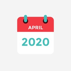 Flat icon calendar April 2020. Vector illustration.