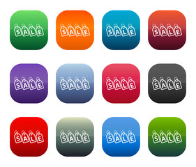 Sale tags label icon shiny square buttons set illustration design