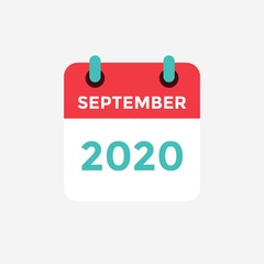 Flat icon calendar September 2020. Vector illustration.