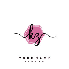 KZ Initial handwriting logo vector