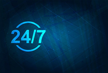 24/7 icon futuristic digital abstract blue background