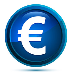 Euro sign icon elegant blue round button illustration
