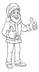 Young handsome Santa Claus Christmas cartoon character standing giving a double thumbs up
