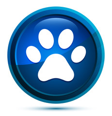 Animal paw print icon elegant blue round button illustration