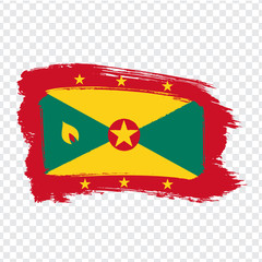 Flag Grenada from brush strokes. Flag Grenada on transparent background for your web site design, logo, app, UI.  America. Stock vector.  EPS10. - obrazy, fototapety, plakaty