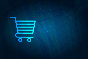 Shopping cart icon futuristic digital abstract blue background