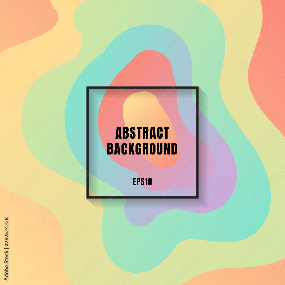 Poster abstract fluid pattern pastels color background with black frame