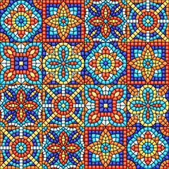 Ancient mosaic ceramic tile pattern.