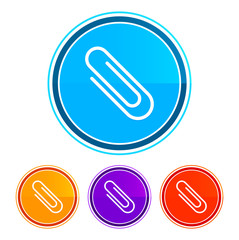 Paper clip icon flat design round buttons set illustration design