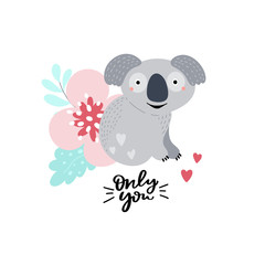 Obraz na płótnie Canvas Cute koala and text illustration