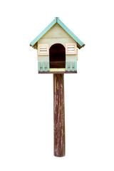 Vintage bird house isolated on white background,clipping path