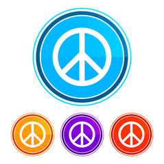 Peace sign icon flat design round buttons set illustration design