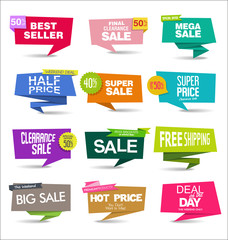 Collection of modern sale stickers and tags 
