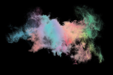 Colored cloud isolated on black background,Textured Smoke,Abstract black