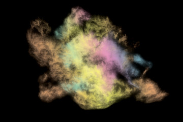 Colored cloud isolated on black background,Textured Smoke,Abstract black
