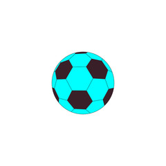 Naklejka premium Black and blue soccer ball on white backdrop