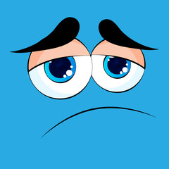 Smiling Cartoon Funny Face With Smiley Expression. Vector isolated Illustration With blue Background