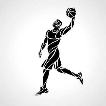 Basketball player. Slam Dunk black creative Silhouette