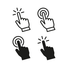 Obraz premium Set of hand pointer or cursor mouse clicking flat icon symbol