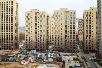 new almost built residential complex of business class with containers for accommodation of...