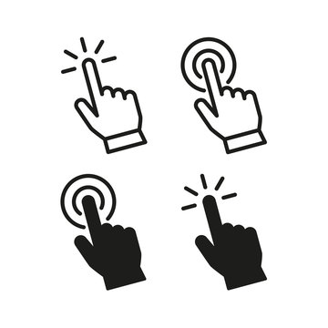 Set of hand pointer or cursor mouse clicking flat icon symbol