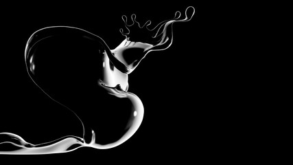 Splash fluid. 3d illustration, 3d rendering.