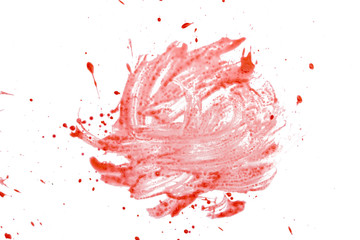 closeup drops of red blood isolated on white background,abstract pattern