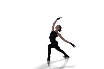 Figure skating girl isolated on white.