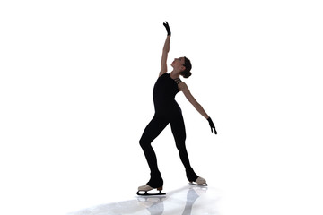 Figure skating girl isolated on white.