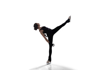 Figure skating girl isolated on white.