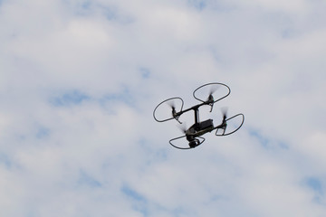 Flying drone in the sky.
